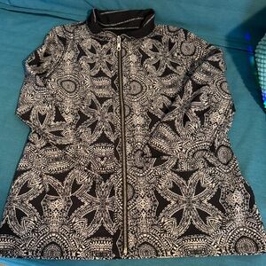 SALE: Chico's Reversible Zip Jacket (black/grey; small)